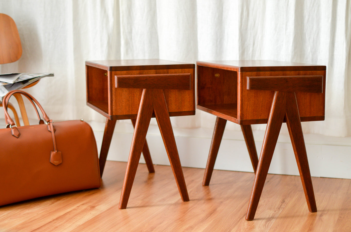 Reserved for Jo. Mid century style bedside tables. A unique design made locally in Sydney.