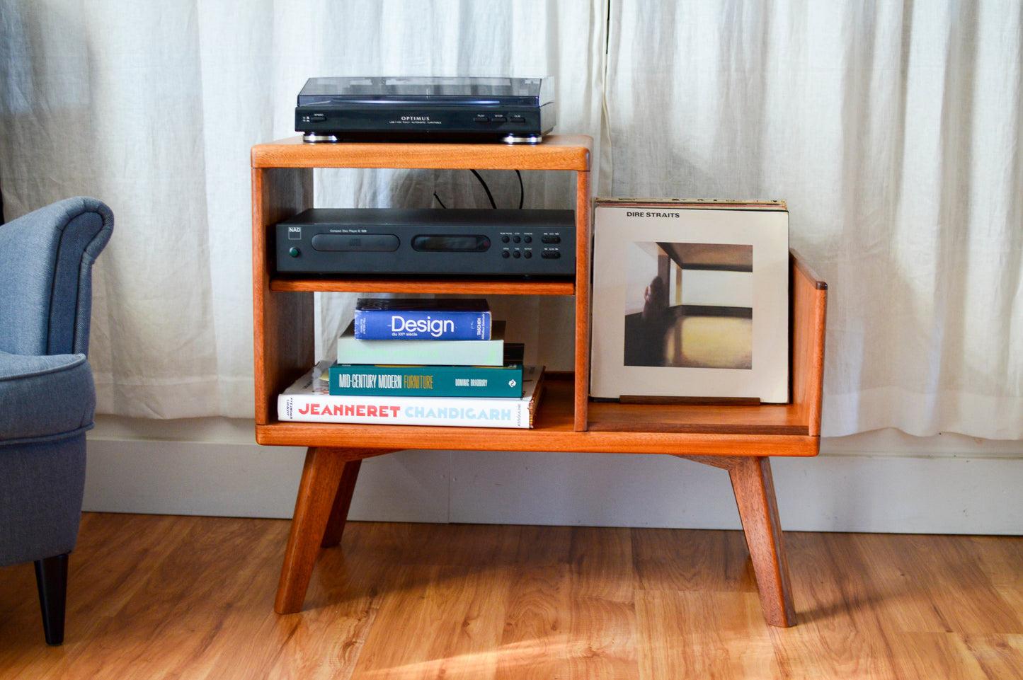 Low Turntable Stand with Vinyl storage.