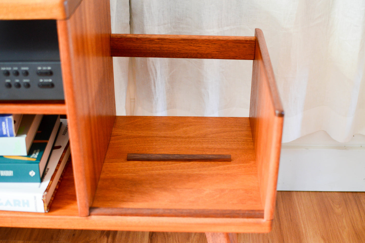 Low Turntable Stand with Vinyl storage.