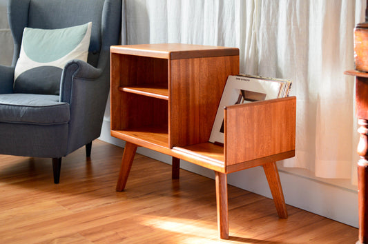 Low Turntable Stand with Vinyl storage.